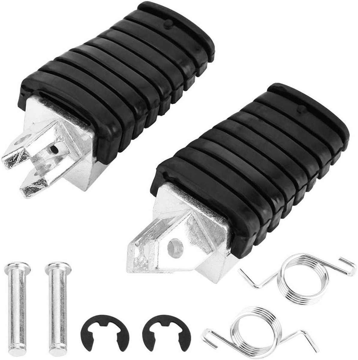 Motorfiets Voetsteunen - Motor Pedalen - Comfortabel Rijden - Antislip Rubber - 10 x 5 x 3 cm - Chroom