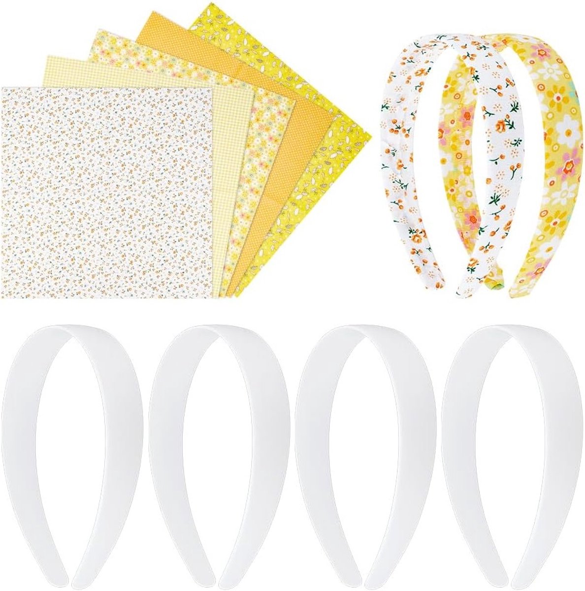 5 Stuks DIY Gevoerde Haarbanden Set van Solide Plastic met Katoenen Stof - Trendy en Schattige Haaraccessoires voor Vrouwen, Perfect voor Creatieve Knutselprojecten
