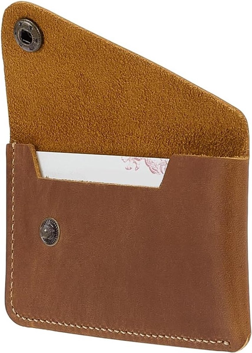 Genuine Cowhide Leather Card Holder - Creditcard Wallet voor Mannen en Vrouwen, Ideaal voor Reizen en Dagelijks Gebruik, Bruin