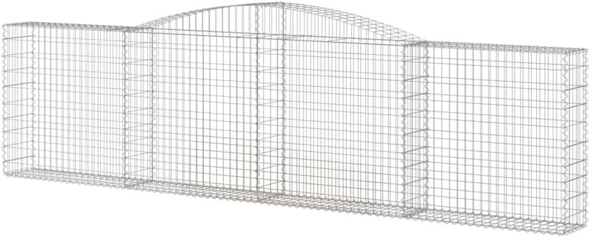 Schanskorven Set - Gabion Manden - Tuin Afscheiding - Gewelfde Constructie - 400x30x100/120 cm - Grijs