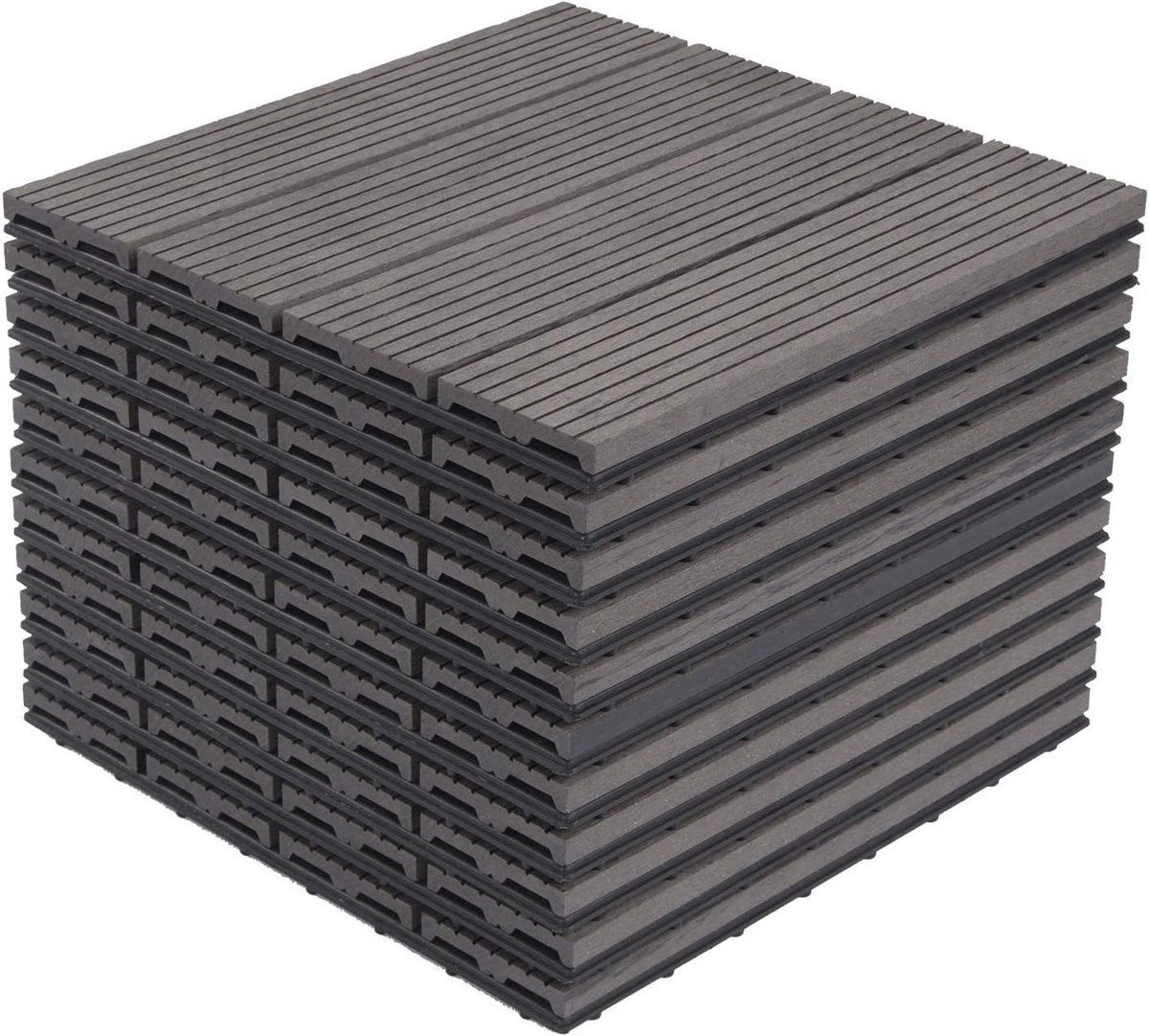 Composiet Terrastegels - WPC Tegels Balkon - Terras Aanleggen - Splintervrij Slipvast - 30x30 cm - Grijs