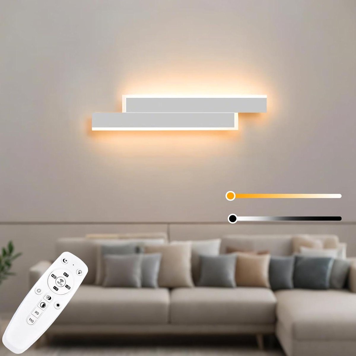 Wandlamp LED - Traplamp Up Down - Verlichten van ruimtes - Dimbaar met afstandsbediening - 40CM - Wit