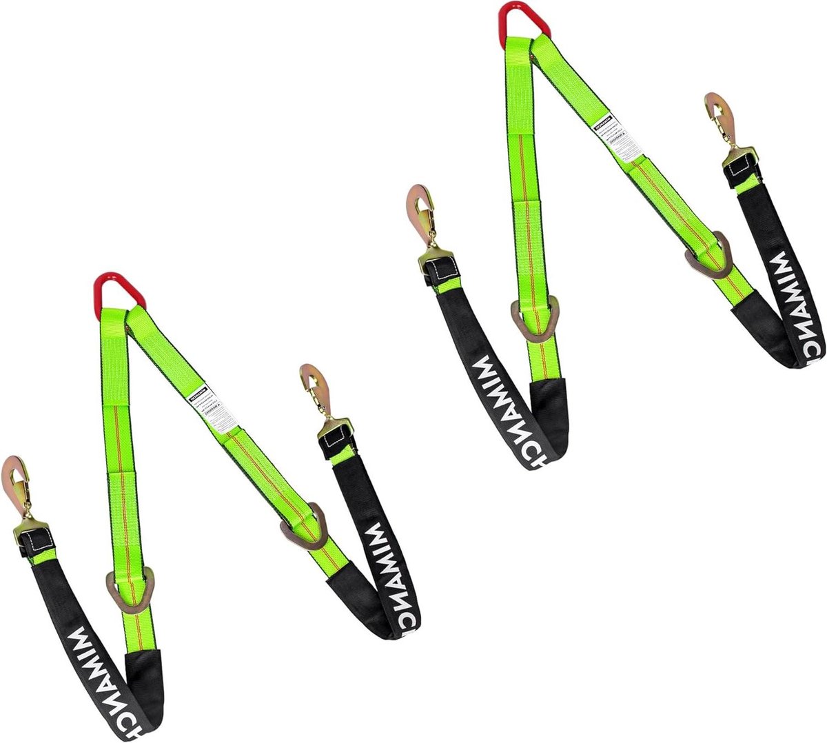 V-Bridle Trekband - Herstelband Sleeptouw - Voertuigen Slepen - Met Cordura Mouwen - 5 cm x 1.2 m - Groen