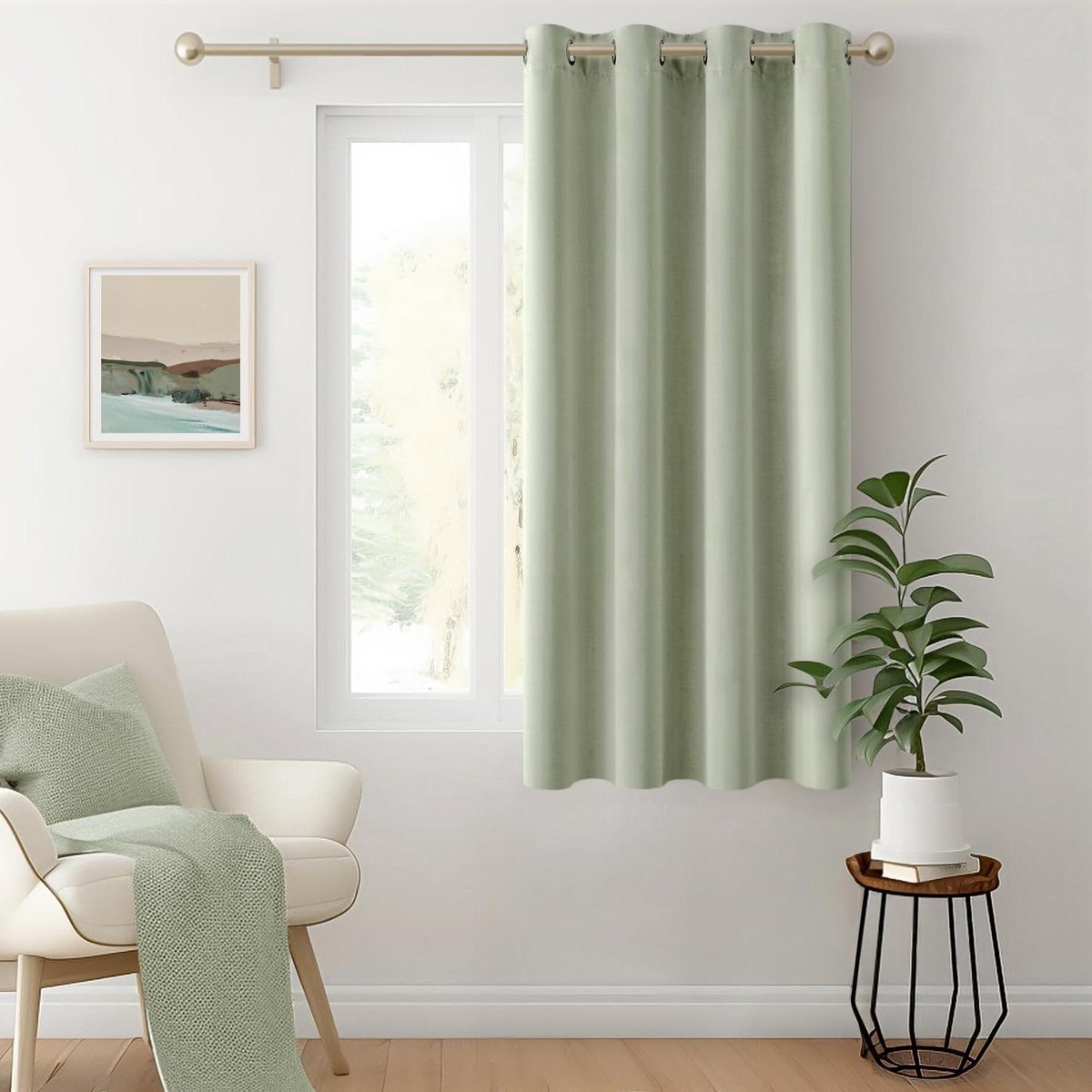 Verduisterende Gordijnen - Opaak Gordijn Raamdecoratie - Slaapkamer Verduisteren - Drievoudige Weeftechnologie - 140 x 145 cm - Saliegroen