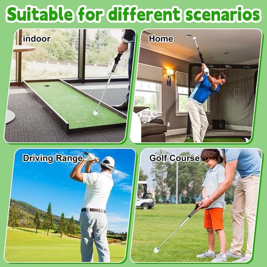 Retractable Golf Training Aid - Golf Swing Trainer - Golftechniek Verbeteren - Met Geluidssignaal - 40-67.5 cm - Zwart — afbeelding 4