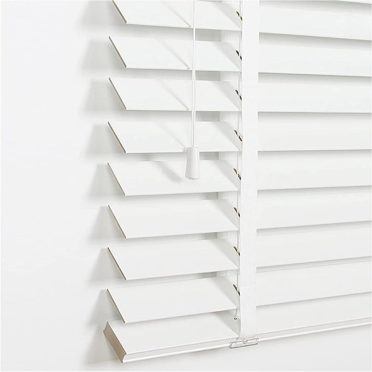 Houten Jaloezieën - Raamdecoratie Horizontaal - Lichtfiltering Privacy - Massief Lindenhout - 60x60cm - Wit