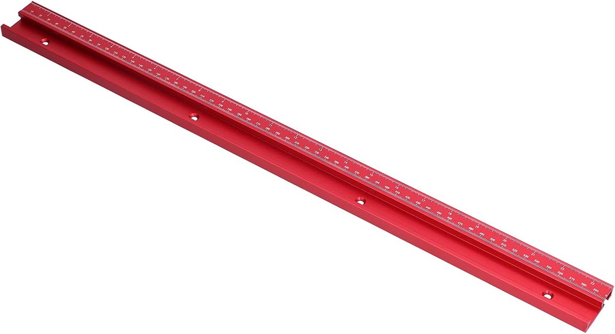 Houtbewerkingsgoot - Geleiderail Slot - Precisie Houtbewerking - Geanodiseerd Aluminium - 600mm - Rood