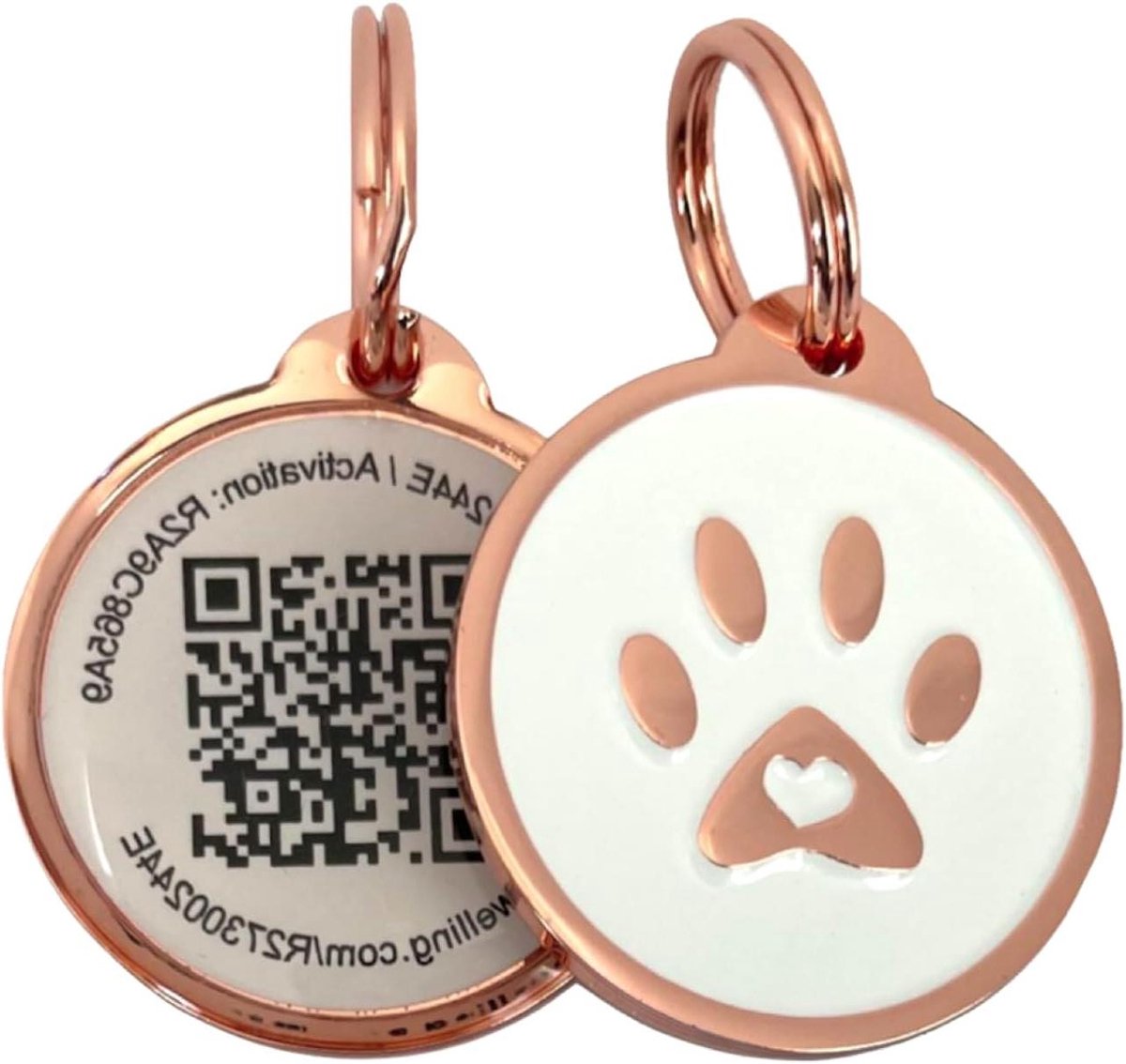 Huisdier ID Tag - Hondenpenning Kattenpenning - Vermiste Dieren Vinden - QR Code Online Profiel - 29 mm Diameter - Roségoud
