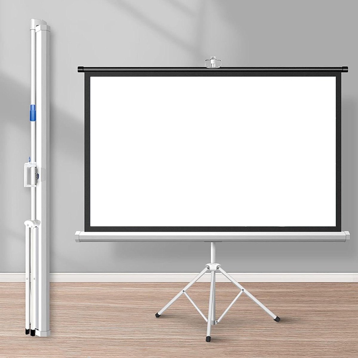 Projectiescherm met Standaard - Mobiel Scherm - Film Kijken - In Hoogte Verstelbaar - 60 inch 4:3 - Wit