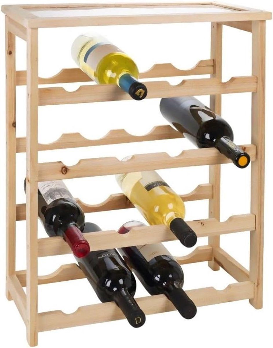 Wijnrek Bamboe - Flessenhouder - Dranken Opslag - Vier Planken - 46x23x55 cm - Bruin
