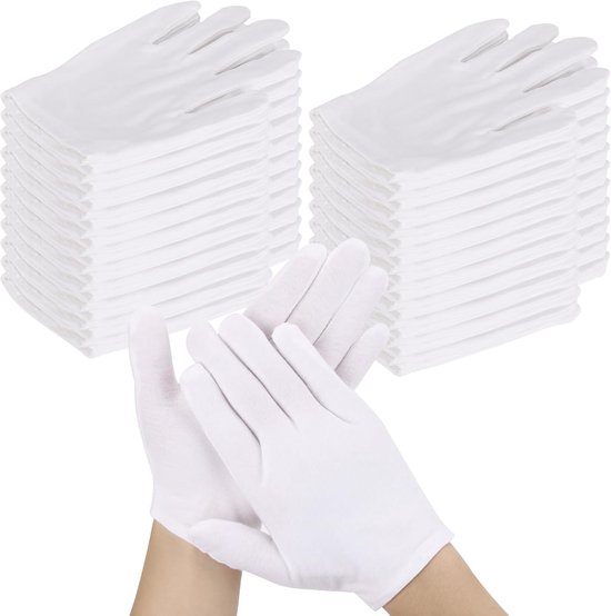 Witte Katoenen Handschoenen - 30 Paar - Hydraterende Handschoenen voor Droge Handen- Zachte Inspectiehandschoenen - Wasbaar en Herbruikbaar - One Size