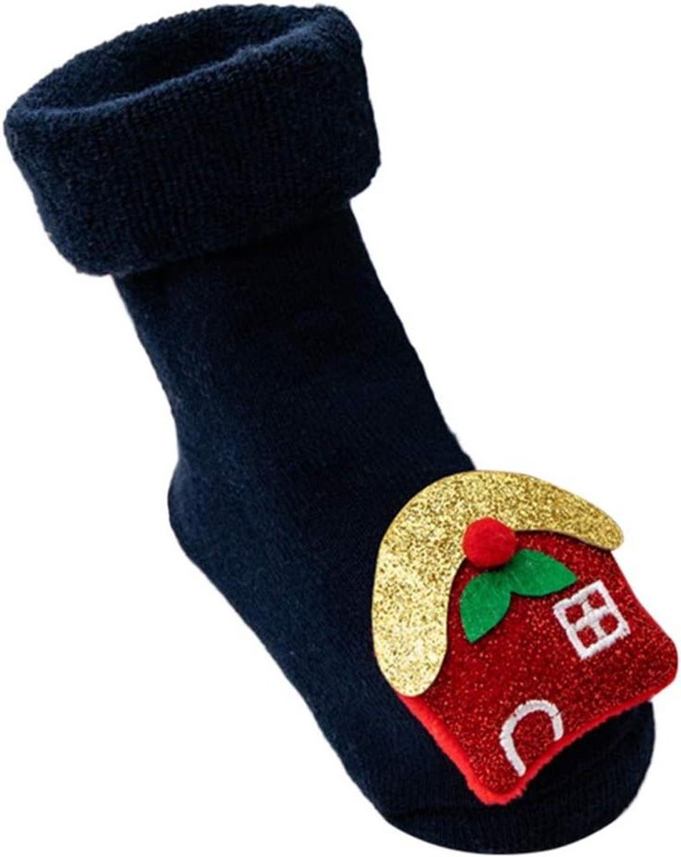 Babysokken - Kindersokken - Warme Voetjes - Antislip Zool - One Size - Kerstprint