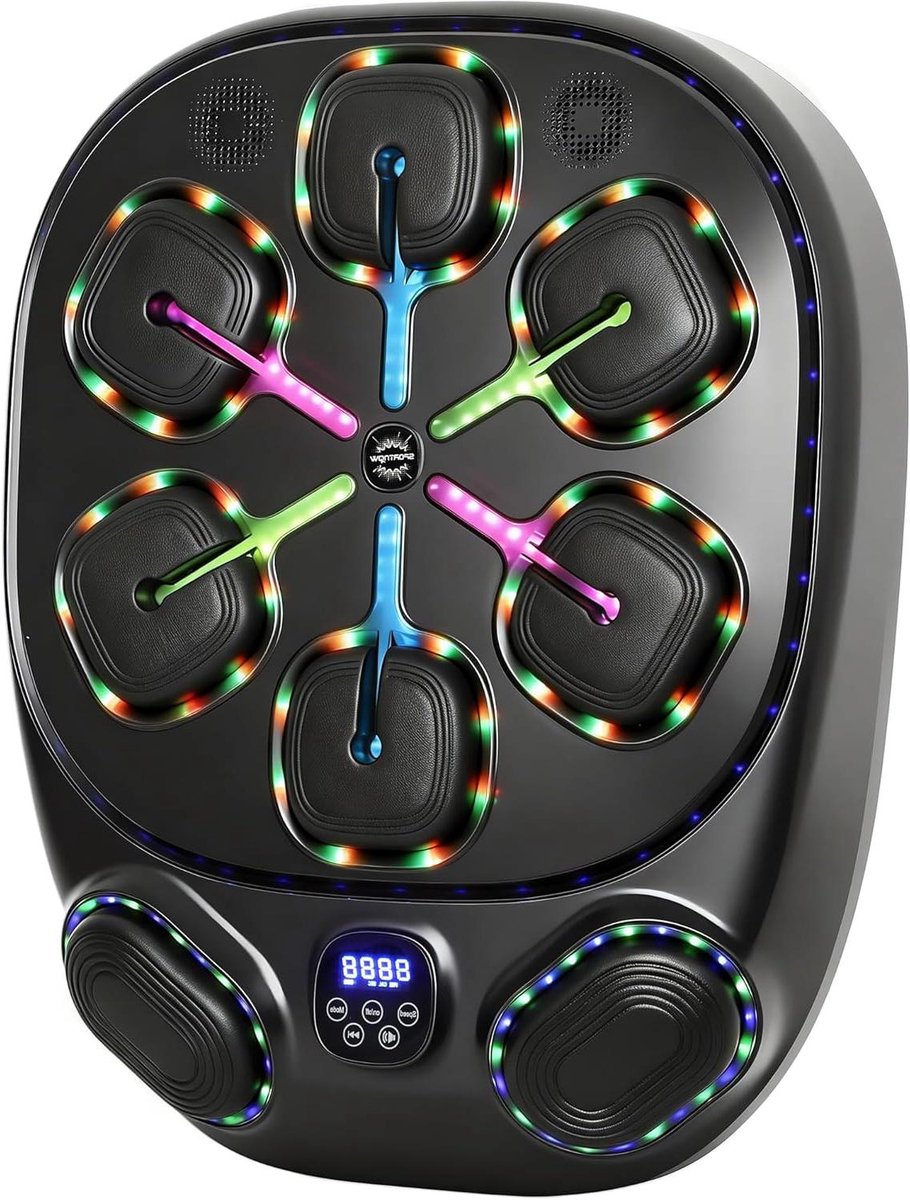 Muziek Boks Machine - LED Bokstrainer - Thuis Workout - Bluetooth Muziek Connectie - 61x48x11 cm - Zwart
