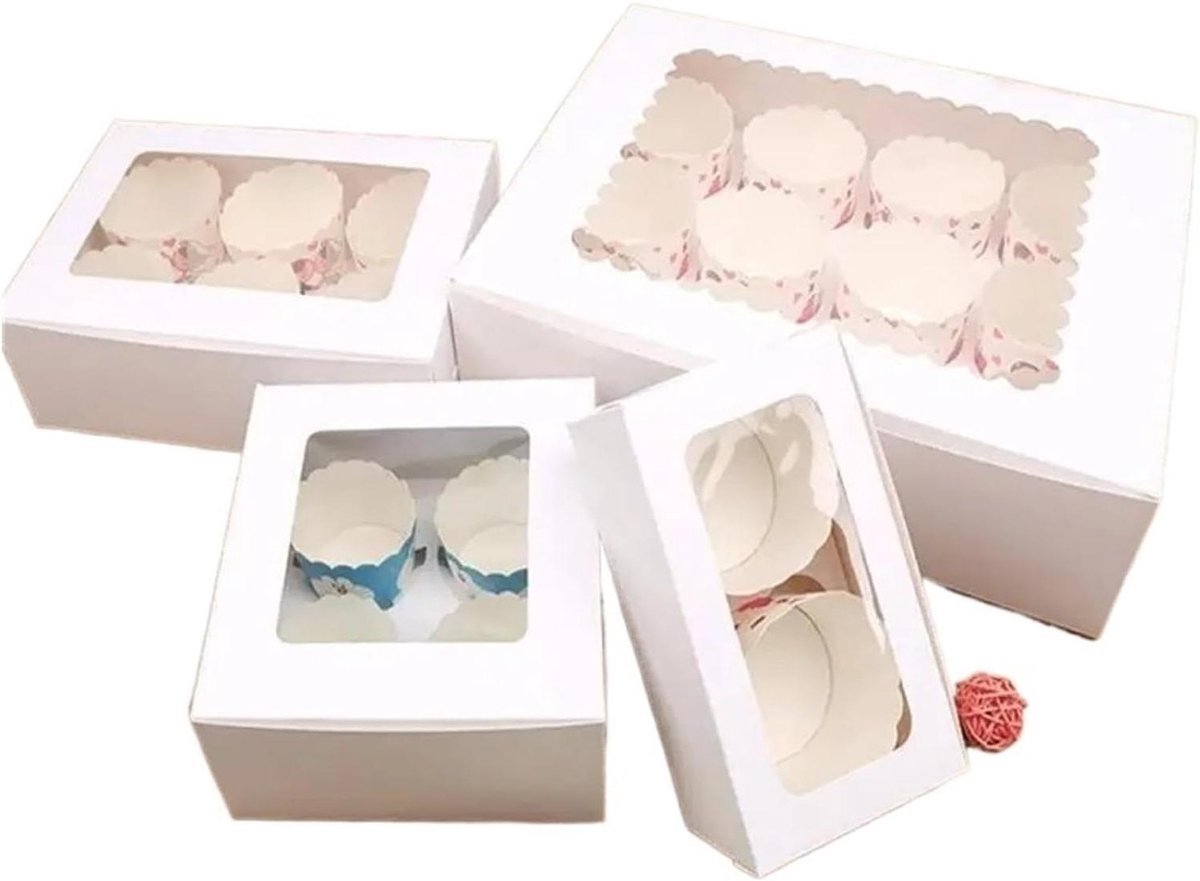Cupcake Dozen - Muffin Bakjes - Taarten Presenteren - Verwijderbaar Bakje - 10 stuks - Wit