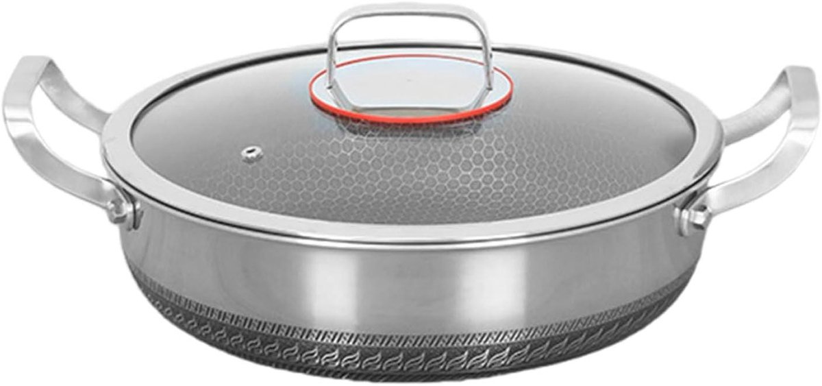 Koekenpan met Deksel - Koekenpan - Veelzijdig Koken - Dubbele Handgrepen - 26 cm - Veelkleurig