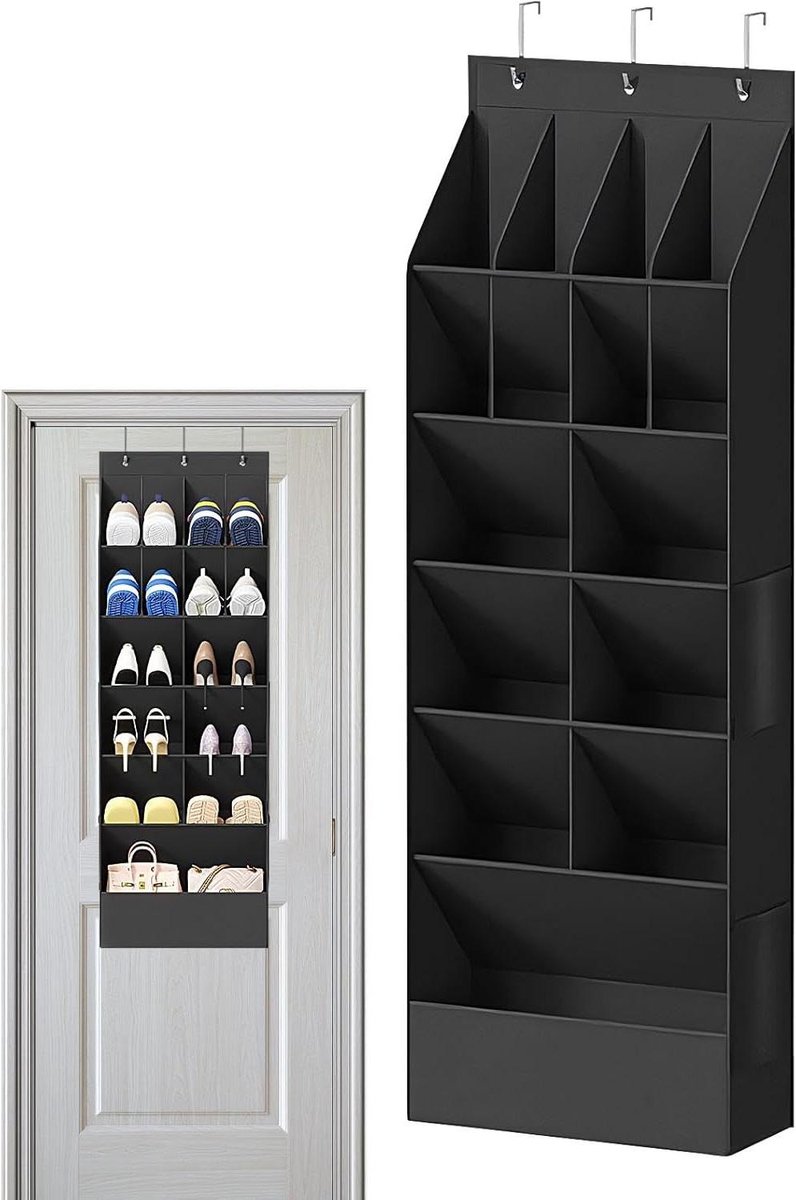 Schoen Organizer - Deur Hanger - Ruimte Besparen - 11 Ruime Zakken - 120 cm Hoog - Meerkleurig
