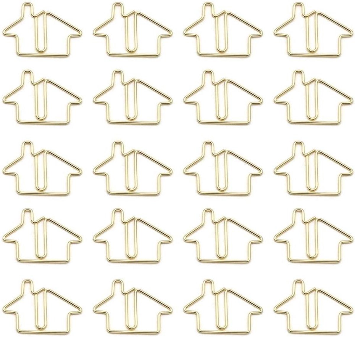Gouden Paperclips - Creatieve Clips - Documenten Organiseren - Huisvorm Design - 50 Stuks - Goud