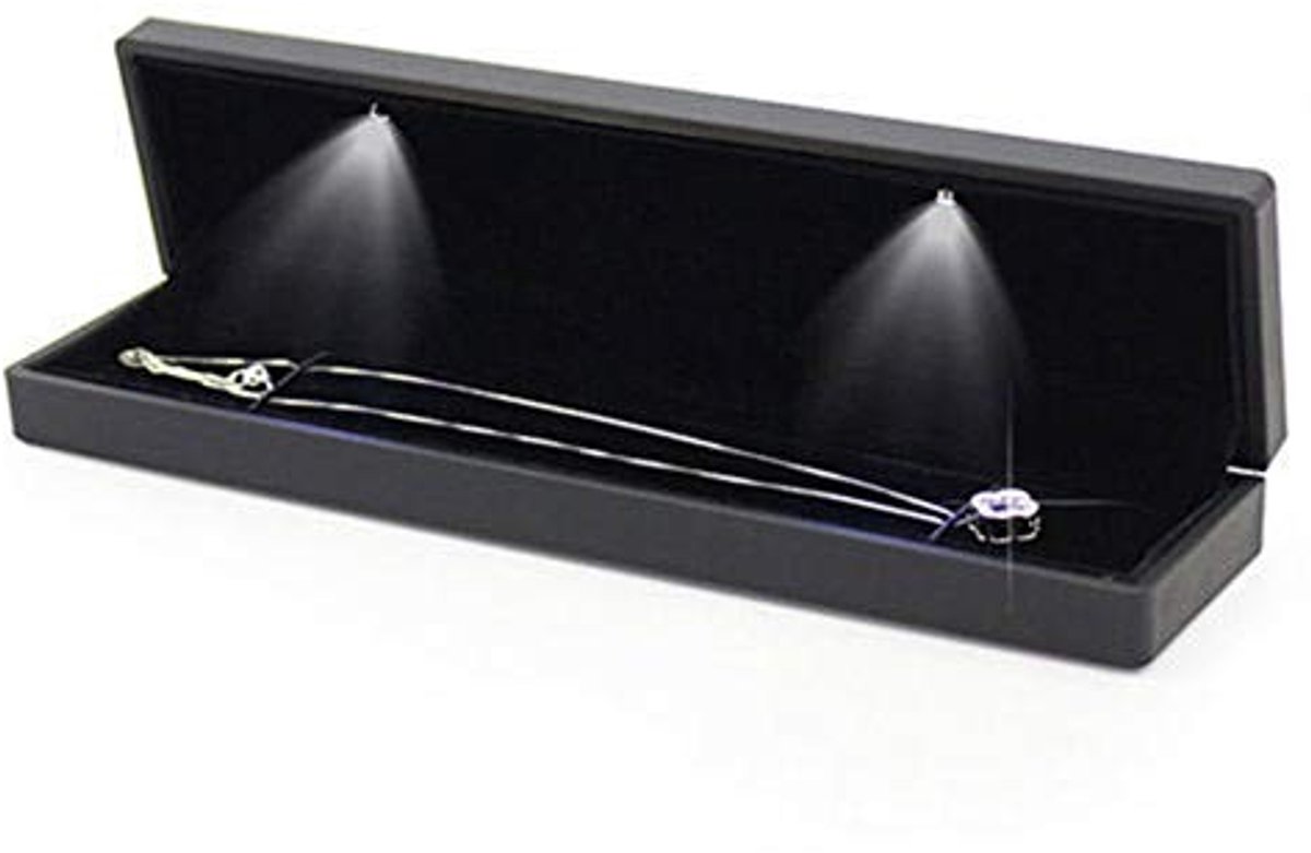 Innovra - Rechthoekige LED Sieradendoos - Zachte Fluwelen Voering - Krasbestendig Interieur - Compact Formaat - Voor Ringen en Kettingen - Ideaal v