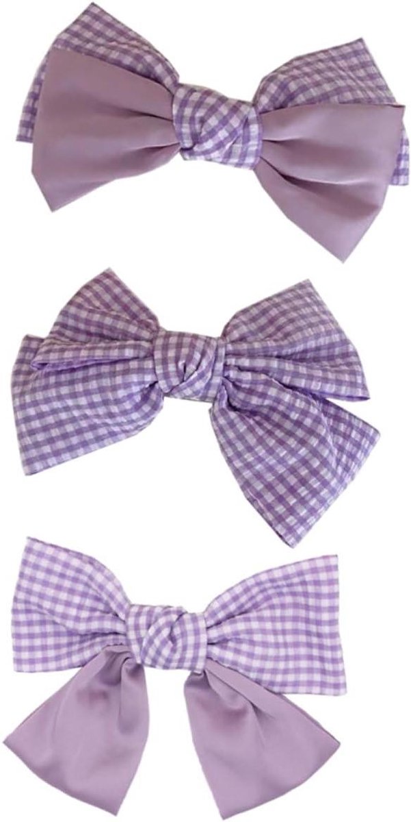 Grote Haarstrikken - Lint Strikken - Haar Styling - Comfortabel Gebruik - 3 Stuks - Paars