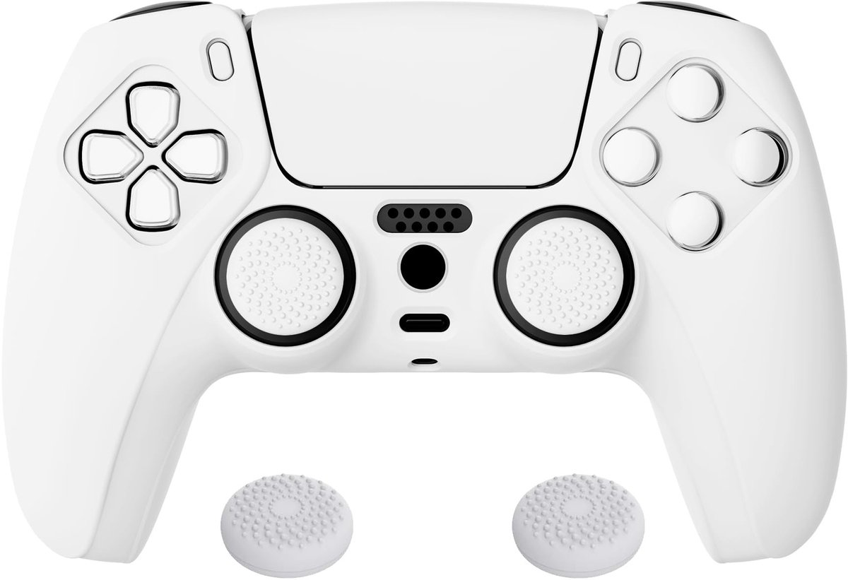 Cosensi - Dailygoods - Dailygoody - Antislip Siliconen Hoes voor PS5 Controller - Zachte Rubberen Beschermhoes - Wit - Duimgreepdoppen - Grip en Bescherming - Geschikt voor .