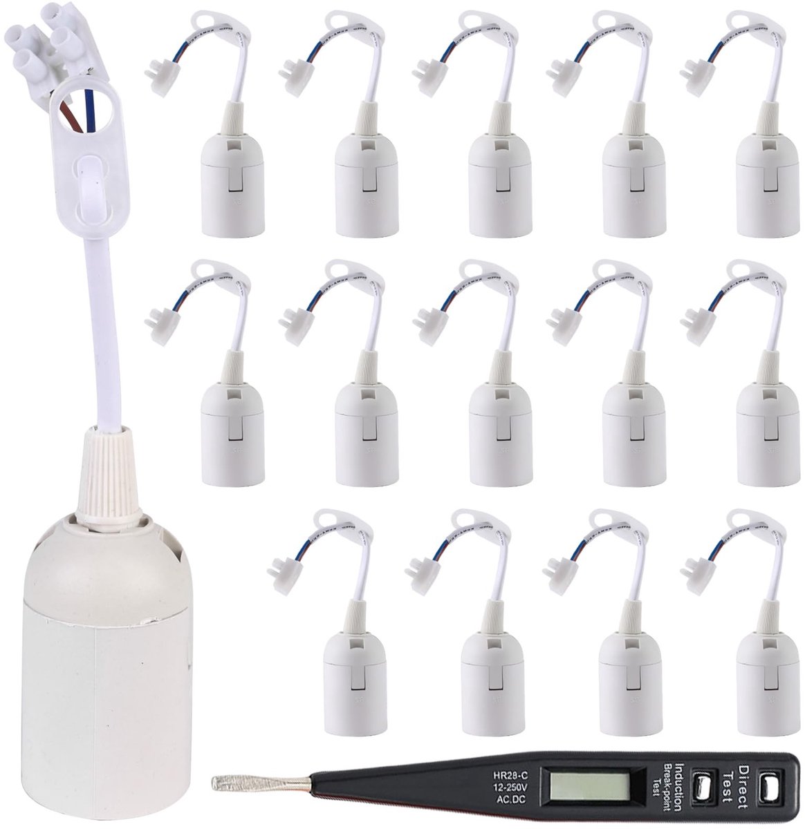 Dailygoods - E27 Reserve Fitting - Lampfitting Set - Hittebestendig en Slagvast - 20 Stuks - Vervangende Fitting - Voor Planten- en Aquariumverlichtin