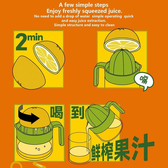 Manual Juicer Squeezer, Lemon Squeezer Press, Orange Lime Juicer, Hand Fruit Press, Citrus Lemon Juicer, Hand Press Compact and Space-saving Design for Citrus Orange Lemons Pomegranate — afbeelding 2