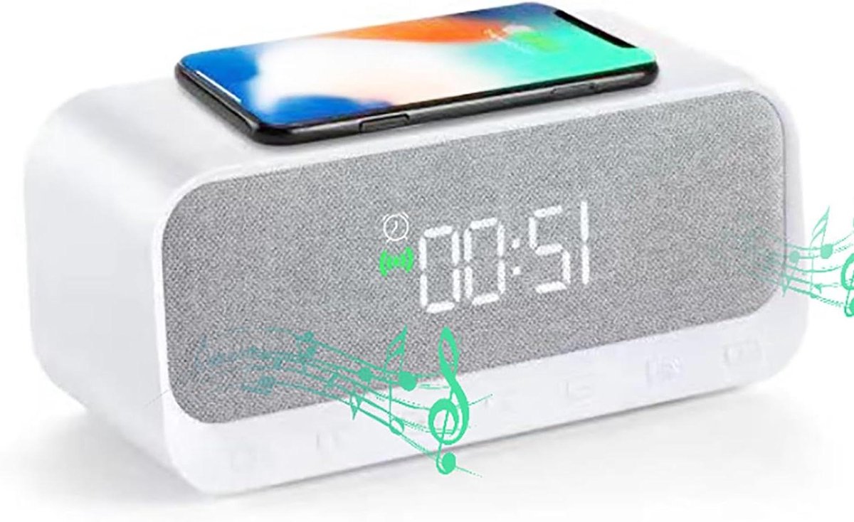 Nachtwekker Met Snooze, Bluetooth-luidspreker Met Digitale Wekker, FM-klokradio, Instelbaar Led-nachtlampje, Lange Stand-by En Eenvoudig Te Bedienen, Voor Slaapkamer, Thuis, Adapter