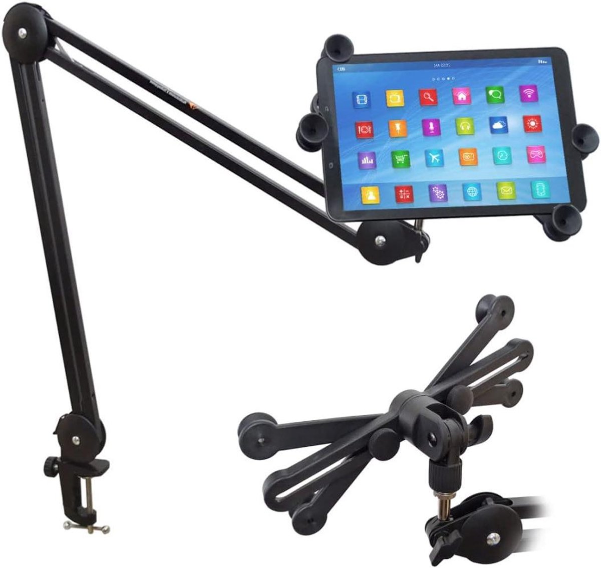 Tablet Houder - iPad Stand - Studio Opnames - Verstelbare Arm - 7-14 Inch - Zwart