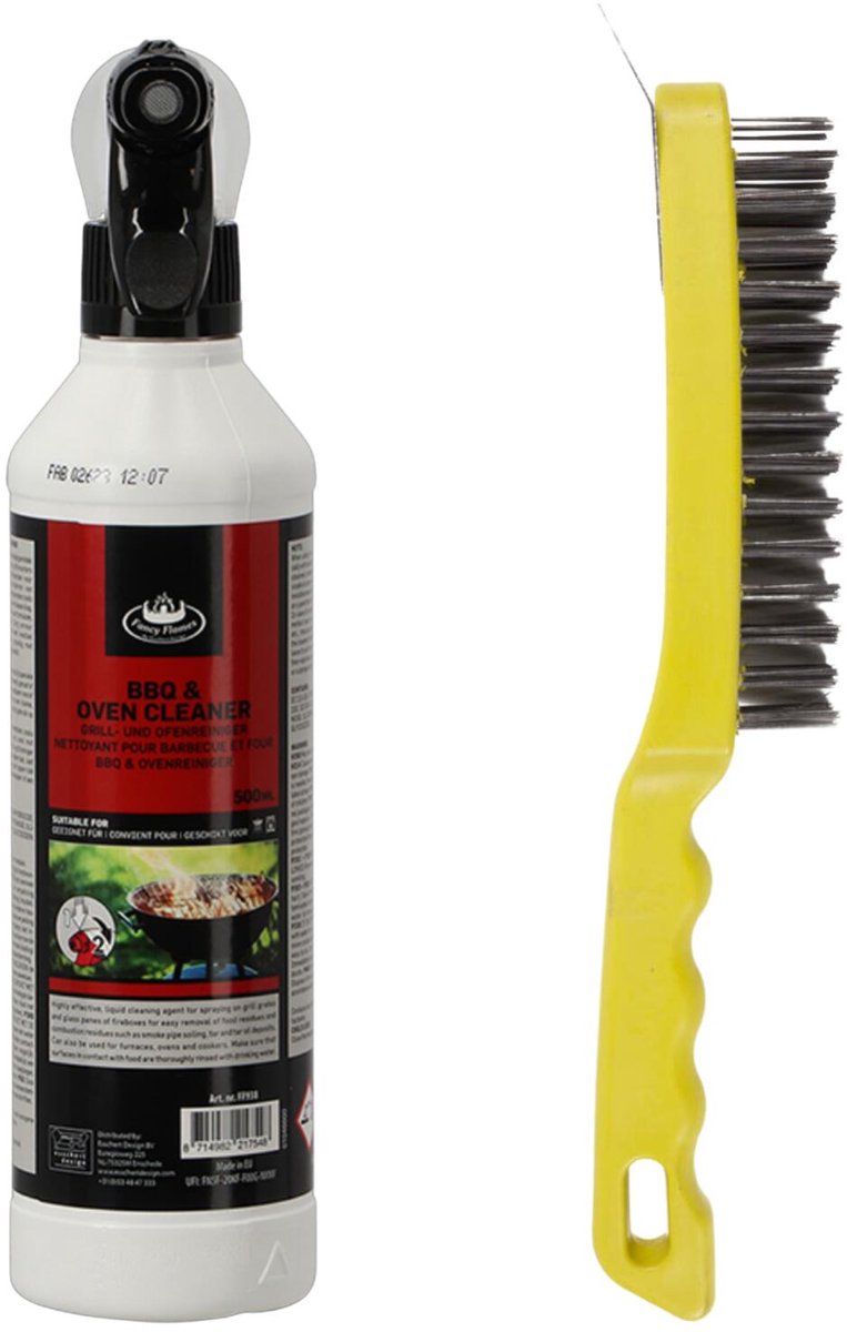BBQ reinigingsset - barbecue schoonmaakborstel - reiniging spray