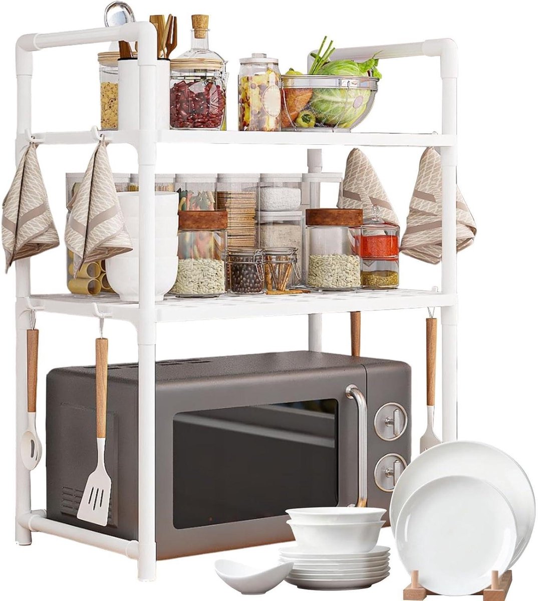 Magnetron Plank - Keuken Organizer - Keuken Opruimen - Dubbellaags Ontwerp - 51cm - Wit