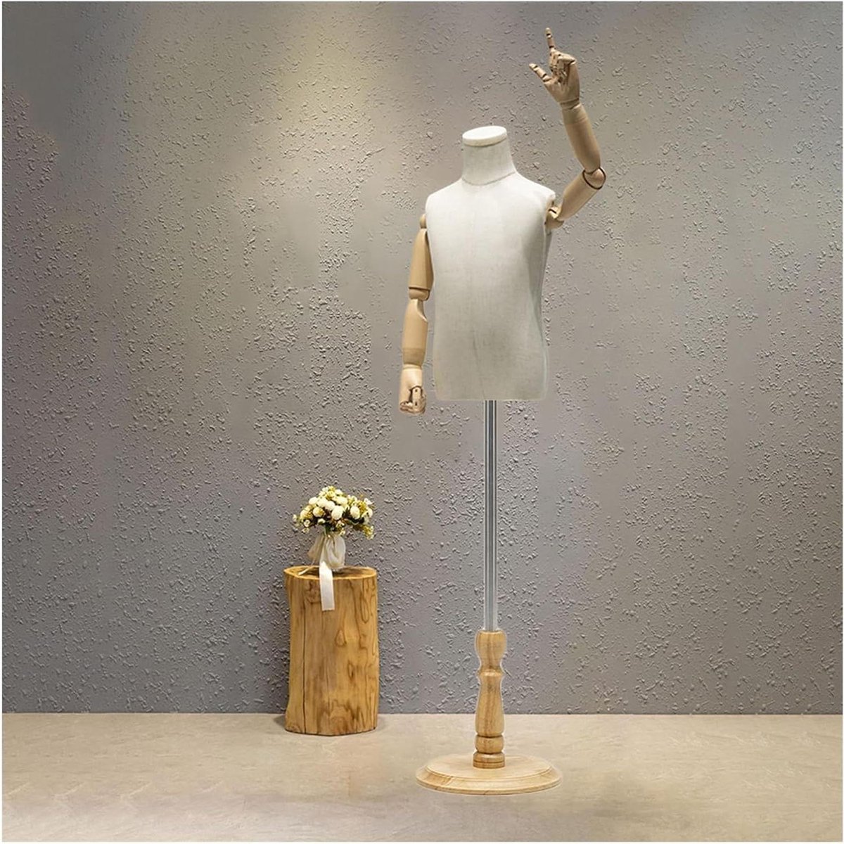 Kinder Etalagepop - Paspop Kinderkleding - Kleding Presenteren - Verstelbare Hoogte - 83-130 cm - Beige