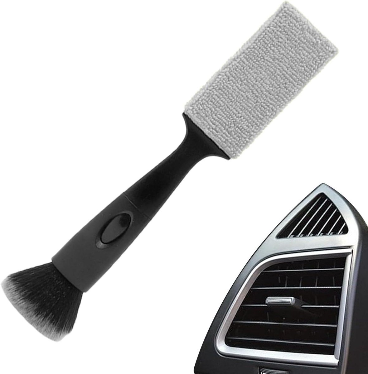 Auto Interieur Borstel - Detailborstel Auto - Stof Verwijderen - Dubbele Kop - 23 cm - Zwart