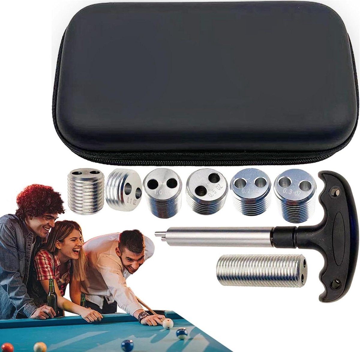 Gewichtenset Keus - Keu Accessoires - Biljart Spel - Precisie Aanpassing - 8 Delig - Meerkleurig