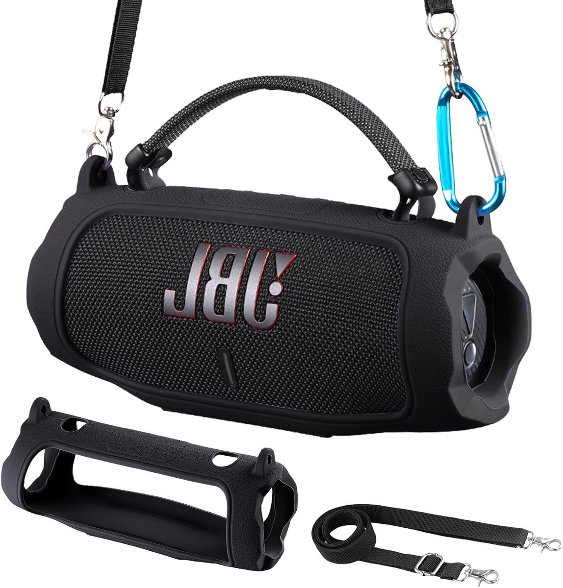 Siliconen Beschermhoes voor Draagbare Bluetooth Speaker met Afneembare Schouderband en Haak - Geschikt voor JBL Charge 6