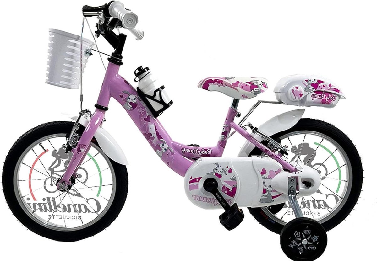 Kinderfiets Meisjesfiets Leren Fietsen Met Zijwielen 14 Inch Roze