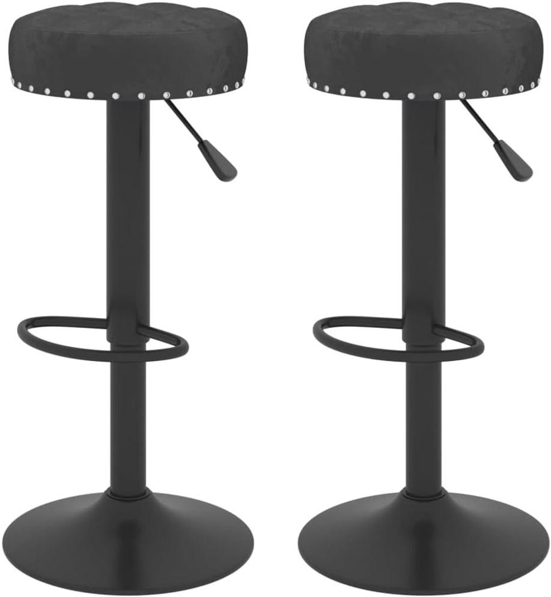 Barkrukken Set - Barstoelen - Comfortabel Zitten - In Hoogte Verstelbaar - Set van 2 - Zwart