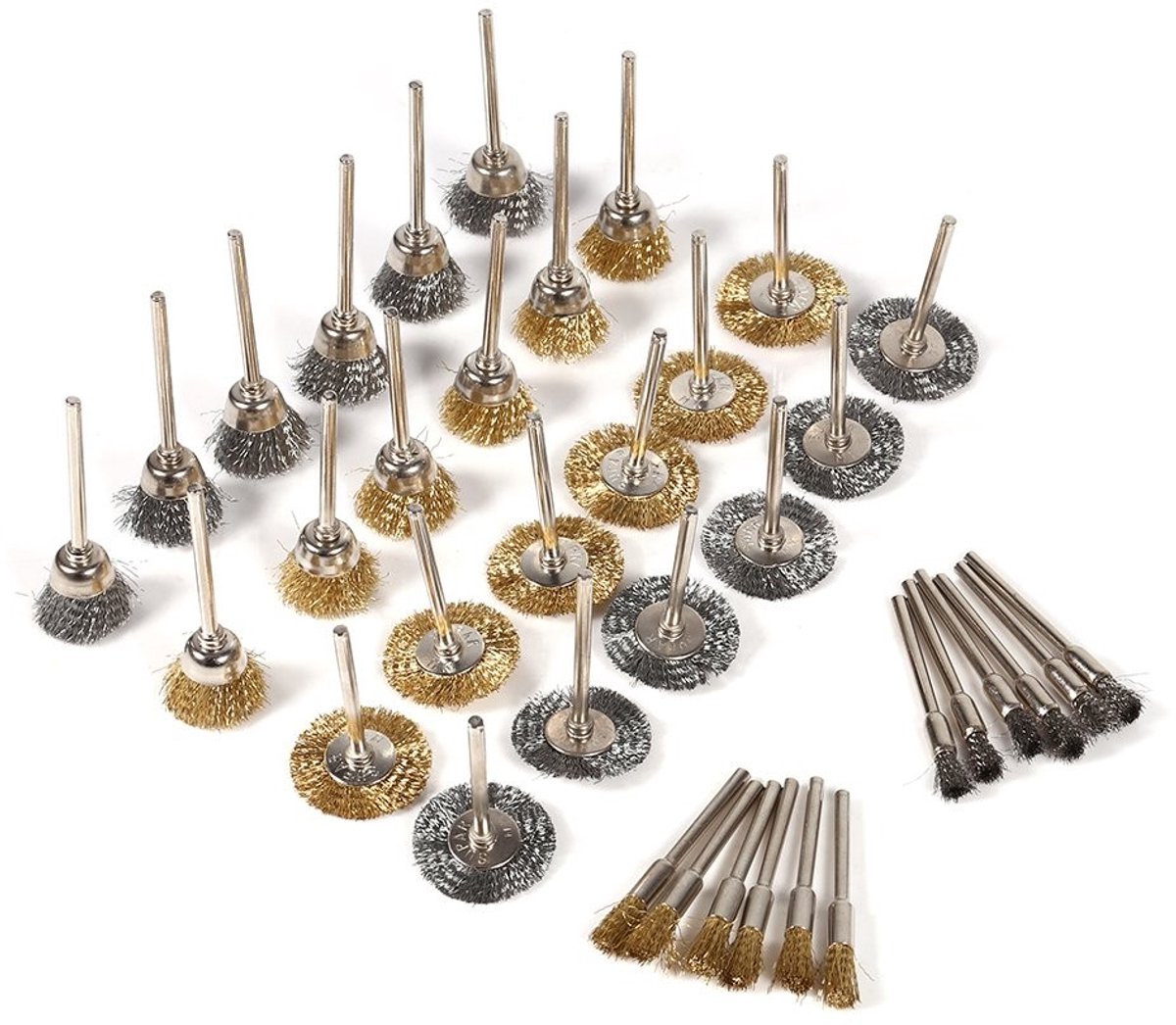 Dailygoods - Dailygoody - Wire Brush Set - 36-delige set - Geschikt voor polijsten en reinigen - Kleur: zilver - Roestverwijderaar - Voor metaalbewerkingsgere