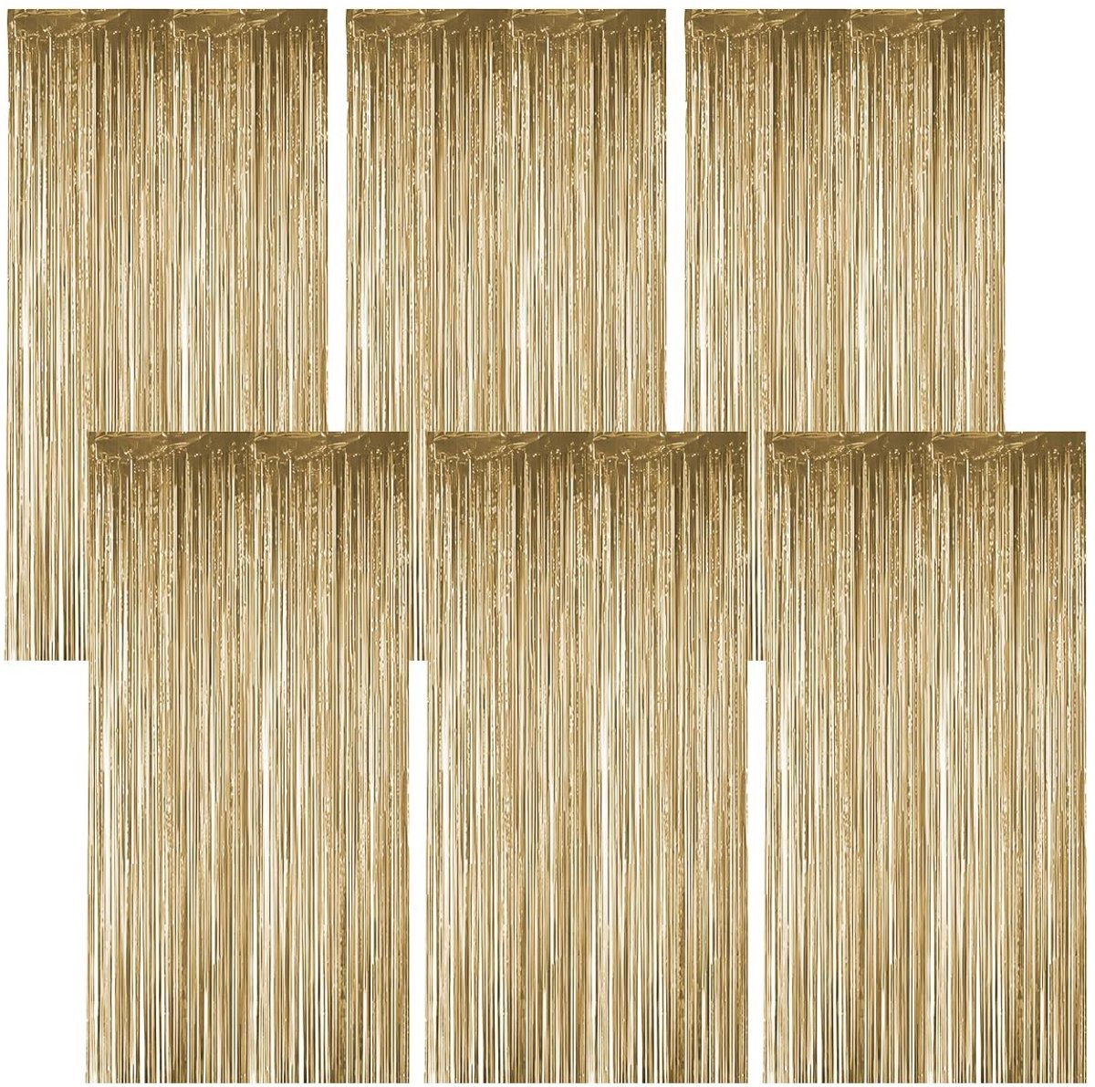 Dailygoods - Set van 6 Lametta Gordijnen in Champagne Goud voor Feestdecoratie