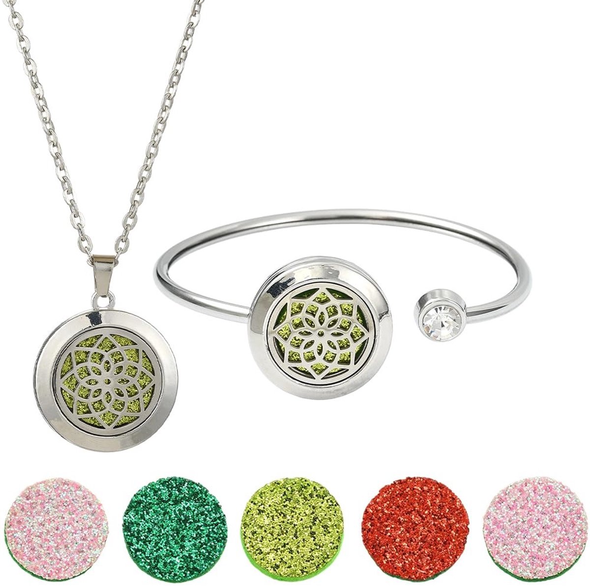 Dailygoods - Essentiële Olie Diffuser Ketting en Armband Set met Refill Pads