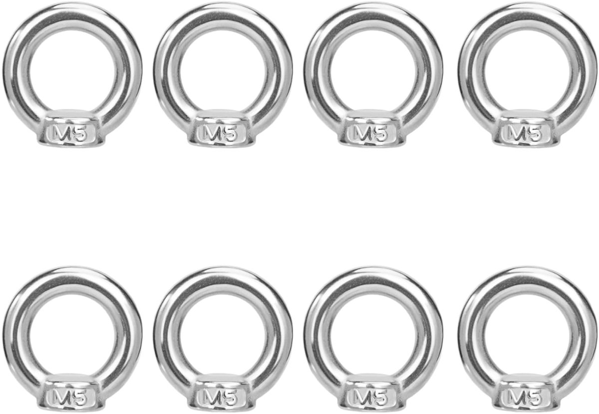 Dailygoods - 8 Stuks Ringbouten M5 van Roestvrij Staal voor Bevestiging