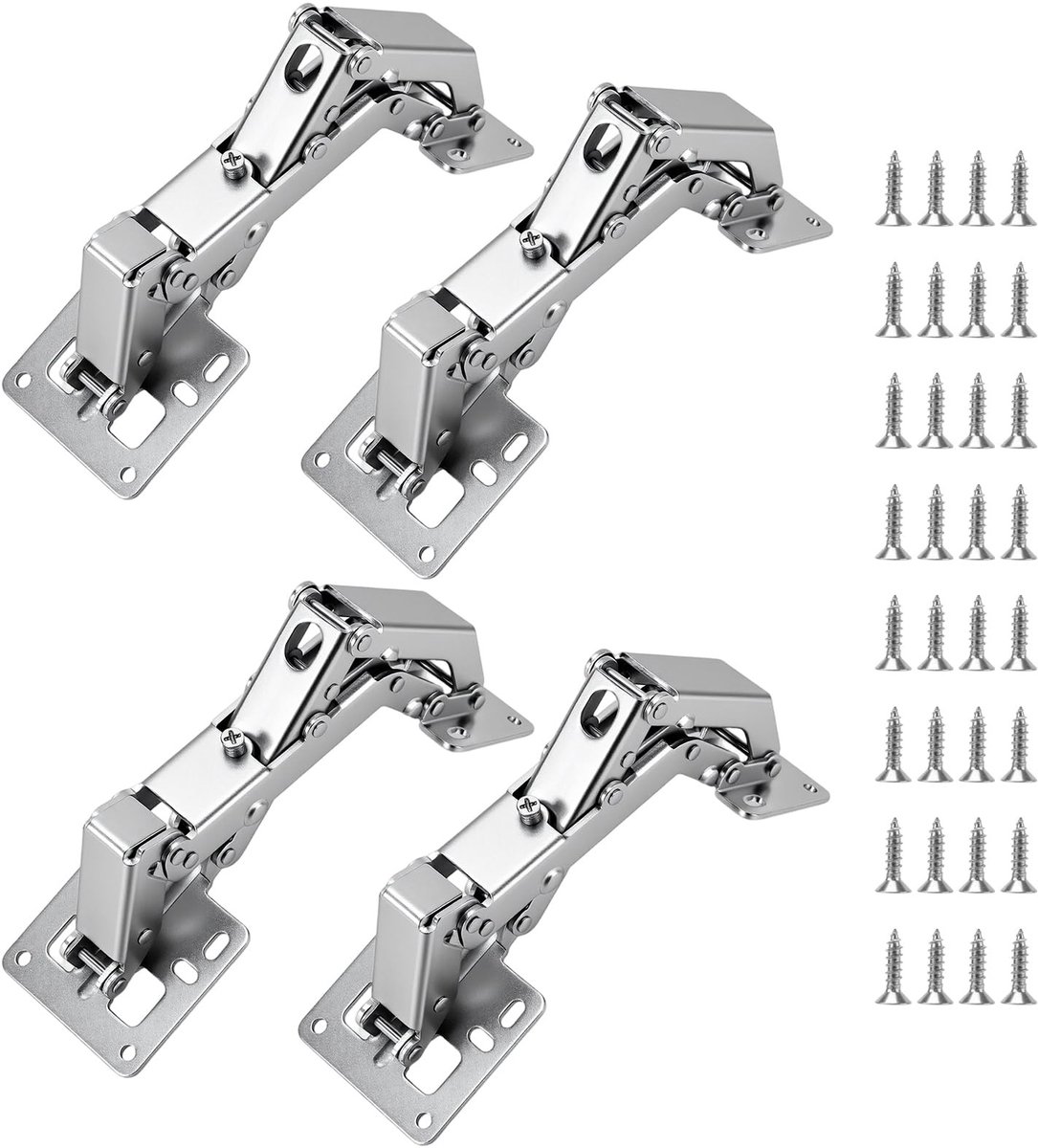 Dailygoods - Set van 4 Verstelbare Softclose Keukenscharnieren met 32 Bevestigingsschroeven