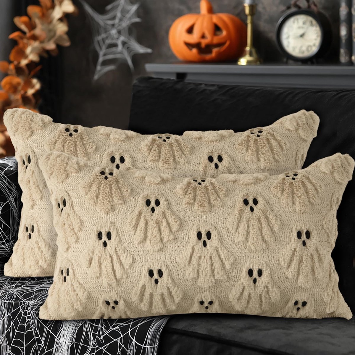 Dailygoods - Set van 2 Schattige Halloween Kussenslopen in Beige