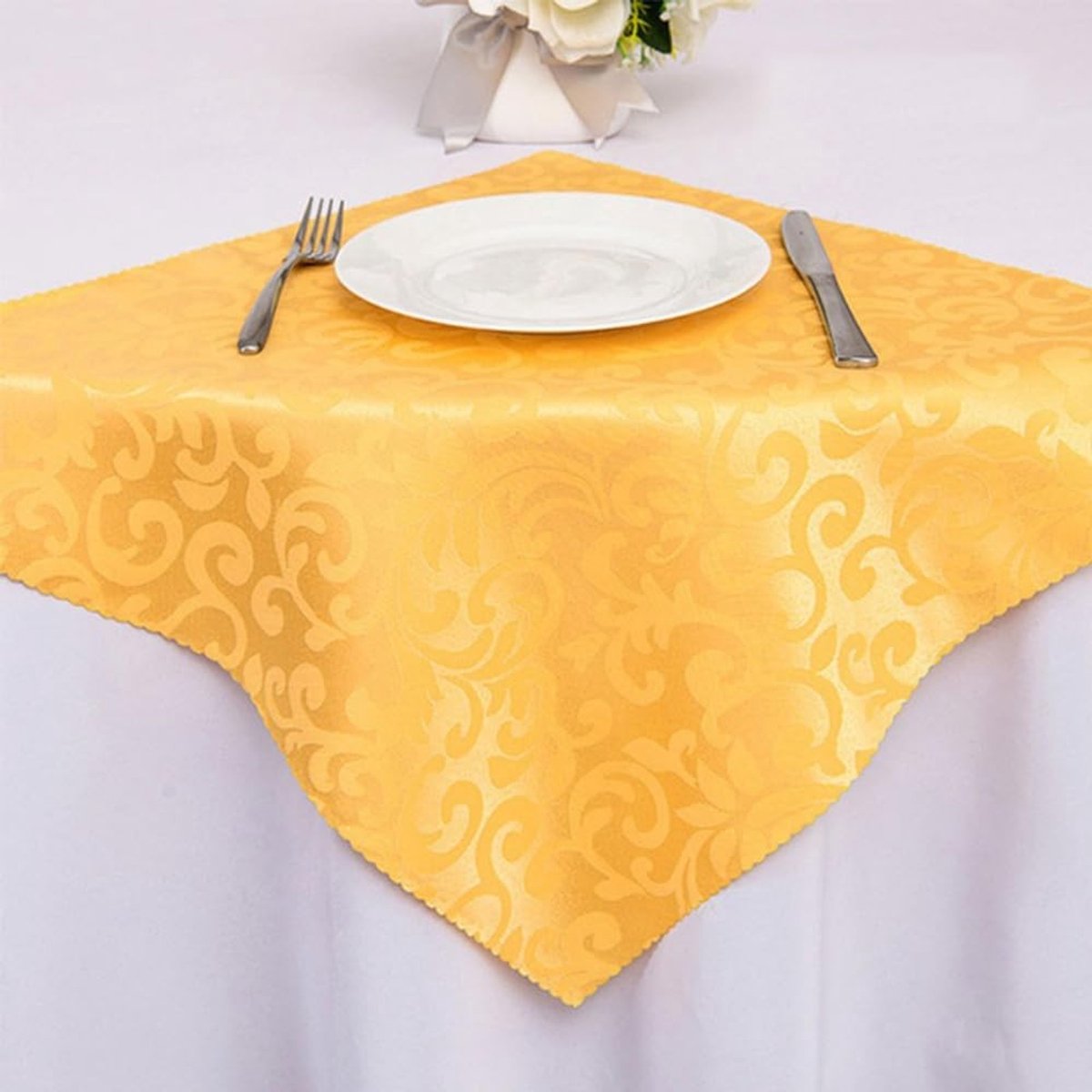 Dailygoods - Set van 12 Jacquard Stoffen Servetten 48 x 48 cm Goud voor Feestdagen