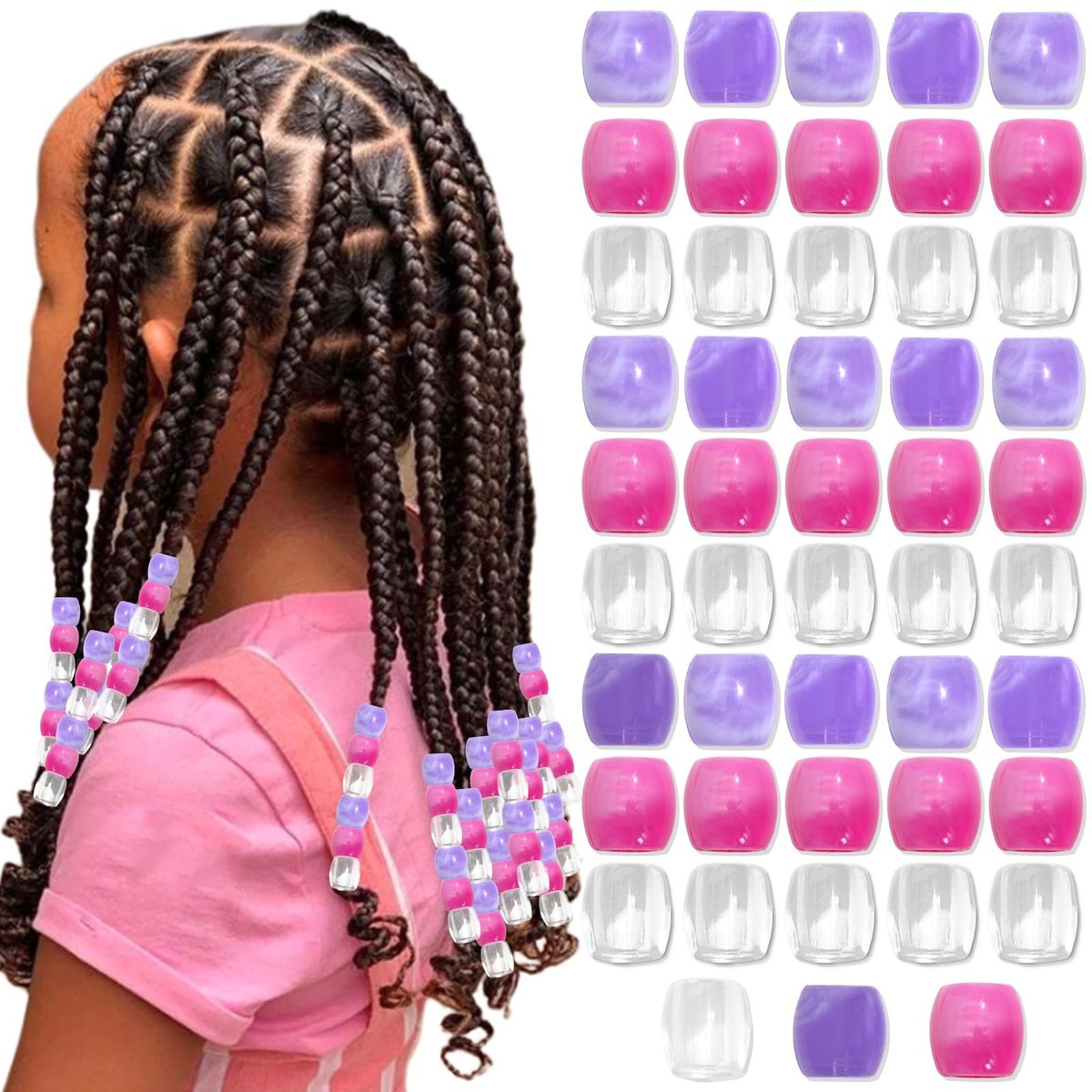 Dailygoods - Set van 48 Roze Haarparels voor Vlechten en Dreadlocks