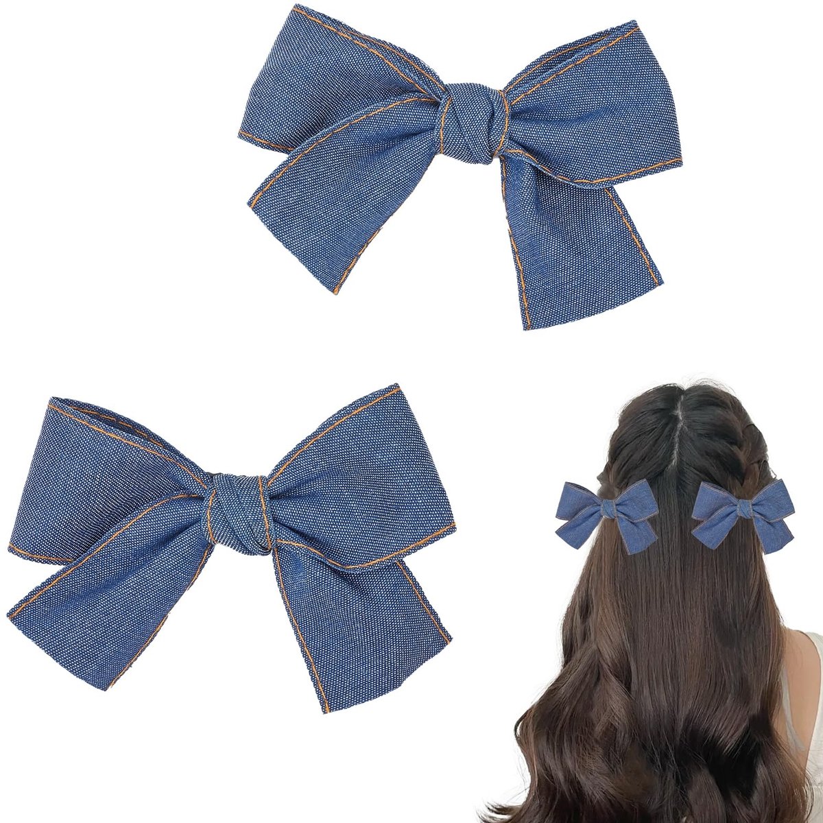 Dailygoods - Vintage Haarspelden met Denim Strik voor Dames