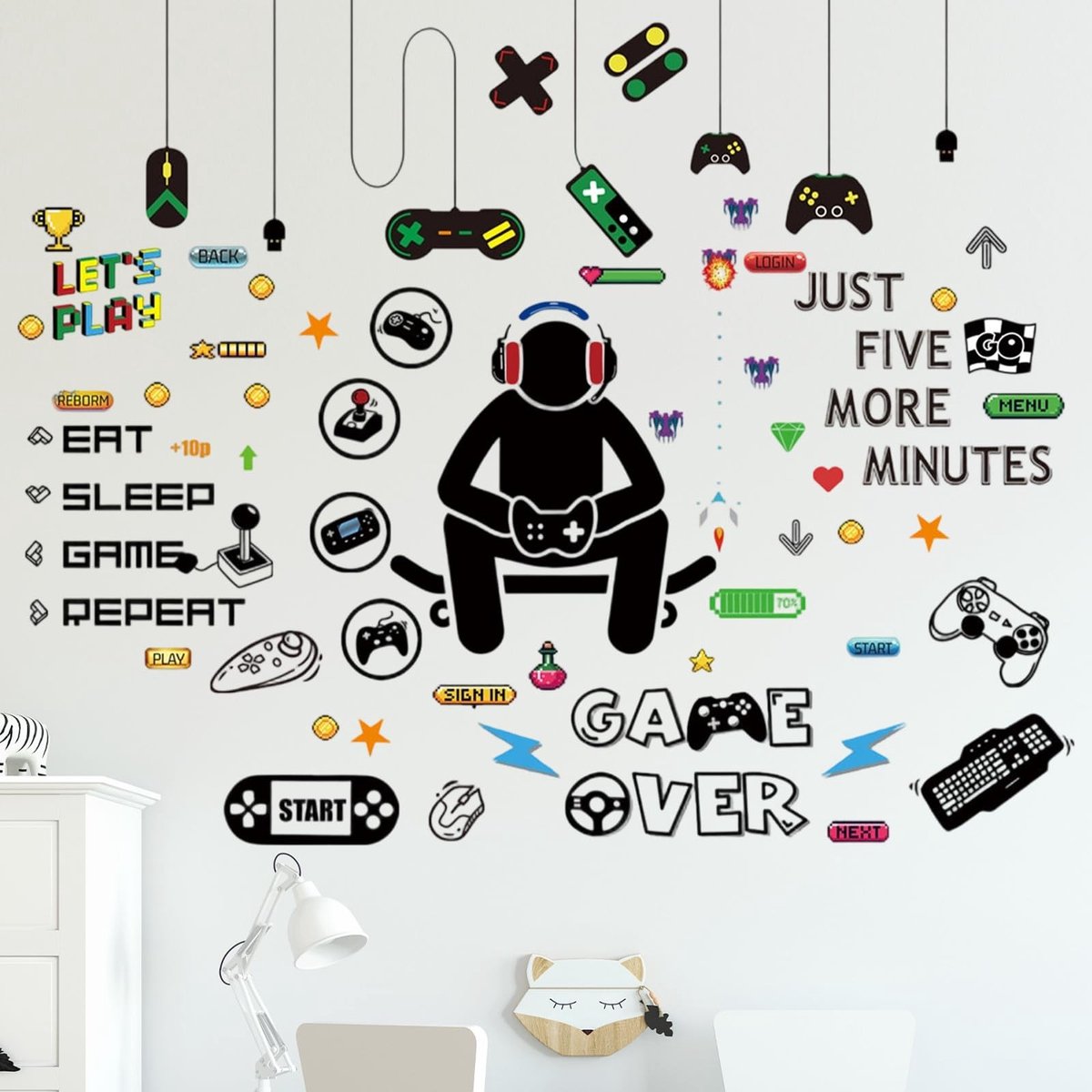 Dailygoods - Set van 6 Game Controller Muurstickers voor Gamer Decoratie