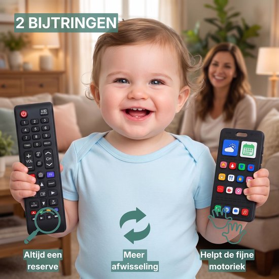 Broemba Baby Afstandsbediening + Baby Telefoon - 100% Siliconen Educatief Speelgoed