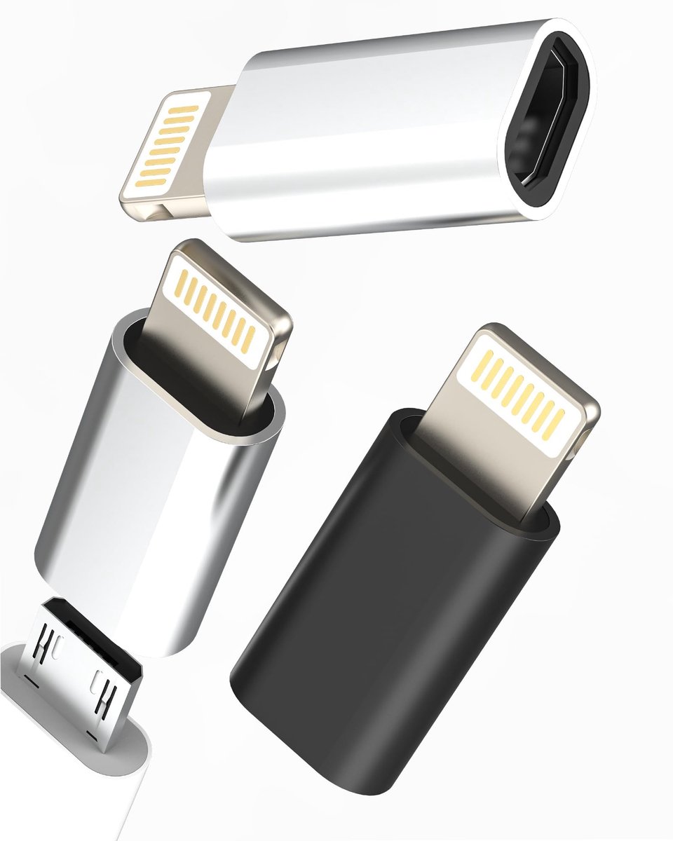 Dailygoods - Micro-USB naar Lightning Adapter (3-pack) voor Opladen