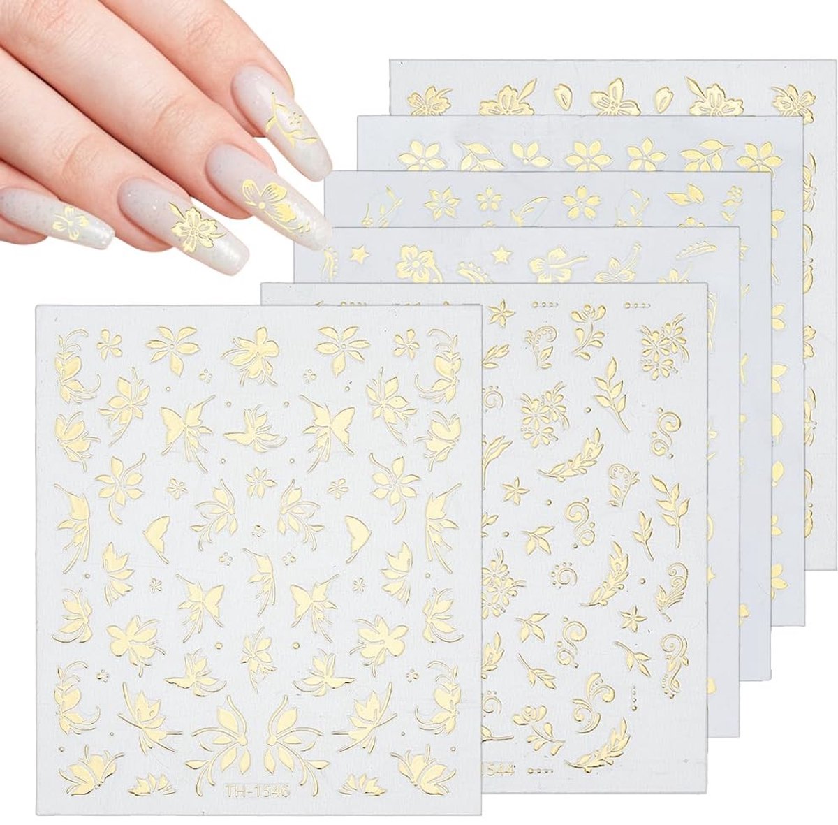 Dailygoods - 12 Vellen Gouden Nageldesign Stickers voor Doe-Het-Zelf Manicure