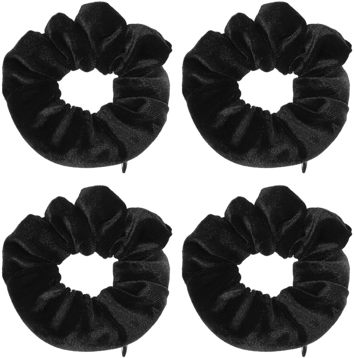 Dailygoods - Set van 4 Fluwelen Haarelastiekjes met Ritssluiting